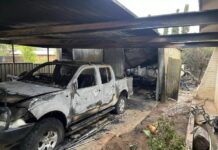 Shed, vehicles destroyed by fire