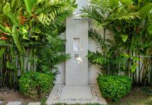 Dive into an outdoor shower